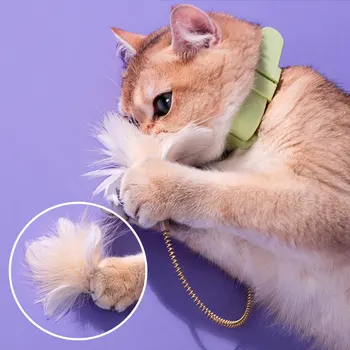 Yaka Ve Tüyler Komik Kedi Sopa İle Bells Kravat Boyun Sıkıntı Rahatlatmak için Kedi Oyuncaklar Bite Dayanıklı Pet Kediler