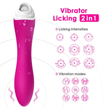 Yalama Klitoris Vibratör Teşvik Seks Oyuncakları Kadınlar için 2 İN 1 Dil Oral Seks Yapay Penis Vajina Vibratör Kadınlar İçin Yetişkin Seks Shop