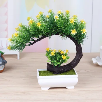 Yapay Bitkiler Bonsai Küçük Ağaç Saksı Bitkileri Sahte Çiçekler Saksı Süsler Ev Dekorasyon Otel Bahçe Dekor