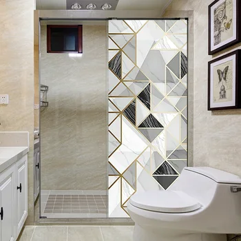 Yaratıcı 3D Kapı Çıkartmalar Siyah Ve Beyaz Altın Geometrik Çıkartmalar Yatak Odası Çalışma banyo kapısı Kapatıcı Yenileme duvar çıkartmaları