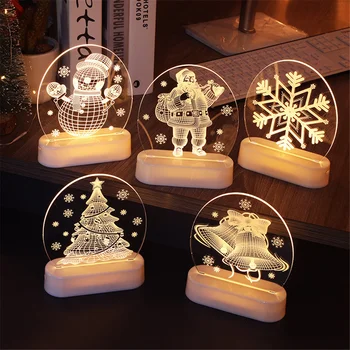 Yaratıcı 3D LED noel başucu gece ışıkları USB / pil çift amaçlı Noel baba kardan adam odası dekor masa lambası tatil hediyeler