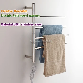 Yaratıcı Hareketli Elektrikli banyo havlusu ısıtıcı 304 paslanmaz çelik duş odası ısıtmalı havlu ısıtıcı banyo havlu ısıtıcı raf