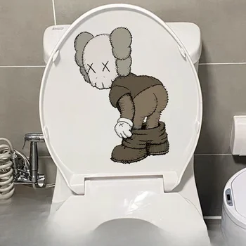 Yaratıcı Komik Tuvalet Kapağı Sticker Yenilenmiş Su Geçirmez Çıkartmalar Karikatür Tuvalet Çıkartmalar