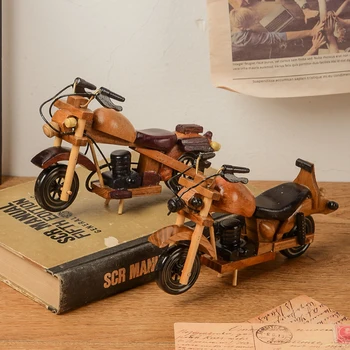 Yaratıcı Retro Ahşap Motosiklet Süsler Ev Dekorasyon Aksesuarları Oturma ofis konferans odası masası Dekor Masaüstü Modeli Ahşap El Sanatları