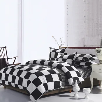Yaratıcı Satranç Yorgan Yatak Setleri yatak çarşafı Nevresim Yastık Kılıfı Seti Yatak Geometrik Şerit Boyutu Çocuklar Yetişkin