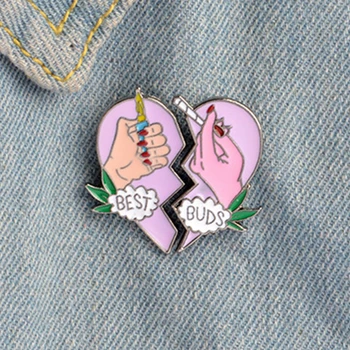 Yaratıcı en iyi tomurcukları iki petal aşk broş çakmak alaşım karikatür rozet pin