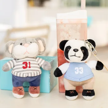 Yaratıcı yeni gerçekçi serin Zarif kolye Anahtarlık sevimli Panda Hamster Ayı peluş bebek 13 cm yumuşak dekorasyon oyuncak çocuklar hediye