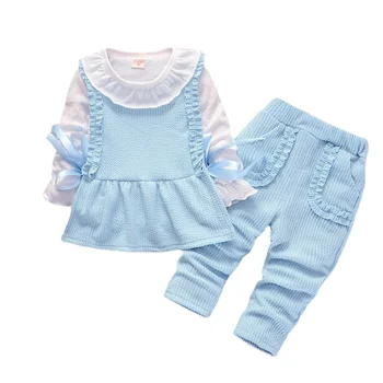 Yeni Bahar Sonbahar Bebek Kız Giysileri Çocuk Moda Pamuk Yelek T-Shirt Pantolon 3 adet / takım Toddler Rahat Kostüm Çocuklar Eşofman