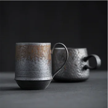 Yeni INS Kumtaşın el yapımı Japon tarzı vintage kahve fincanı öğleden sonra çay seramik kupa seti retro kahve fincanı WF1017