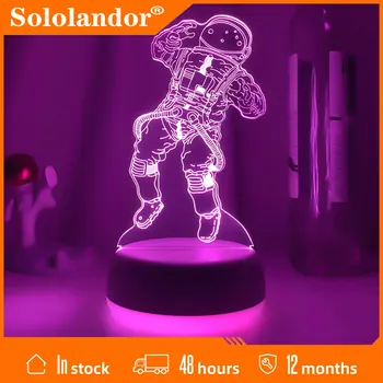 Yeni Renk Değişimi 3D Astronot Gece Lambası LED Illusion Görsel Gece Lambası Çocuk Odası Dekorasyon Uyku Lambası En İyi Çocuk Hediyeler