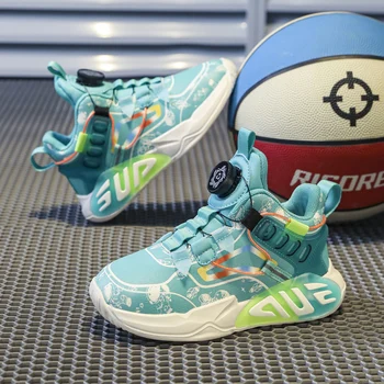 Yeni Serin Erkek Basketbol Sneakers Açık Marka Çocuk Ayakkabı Erkek Hızlı Bağlama basketbol ayakkabıları Erkek Anti Kayma Çocuk Eğitmenler