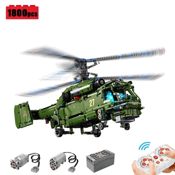 Yeni Teknik Askeri RC Helikopter Helix Yapı Taşları Modeli MOC Yaratıcı Uçak tuğla oyuncaklar Boys için noel hediyesi Seti