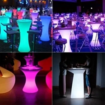 Yeni Şarj Edilebilir LED İşıklı Kokteyl Masa Yaratıcı Lightingh Mobilya Disco Bar Gece Kulübü Supples