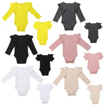 Yenidoğan Bebek Kız pamuklu üst giyim Şeker Renkler Katı Tulum Bodysuit Rahat Kıyafetler Giysileri 12 Renk