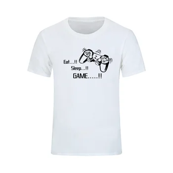 Yiyin Uyku Oyunu Oyun T-Shirt Erkek Komik Baskılı Kısa Kollu T Gömlek Erkek Hip Hop Ekip Boyun Tee Tops Camisetas Masculina