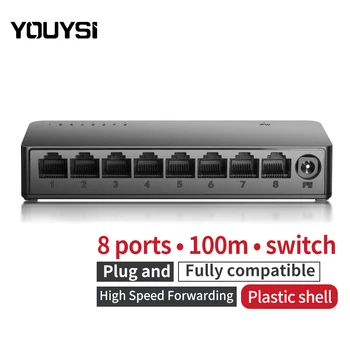 Youysı 10/100 m YYS-1008M 8 Limanlar Yüksek Hızlı Mini Ağ Anahtarı RJ45 100 Mbps Hızlı Ethernet Ağ Switcher