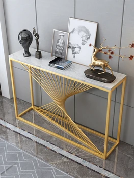 Yüksek kaliteli İtalyan tarzı ışık lüks sundurma masa ferforje oturma odası dekorasyon sundurma masa mermer altın sundurma dolabı