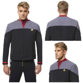 Yıldız Cosplay Jean-Luc Picard Kostüm Kuşak Yelek Gömlek Ceket Ceket Tops Yetişkin Erkekler Sonbahar Üniforma Kıyafetler