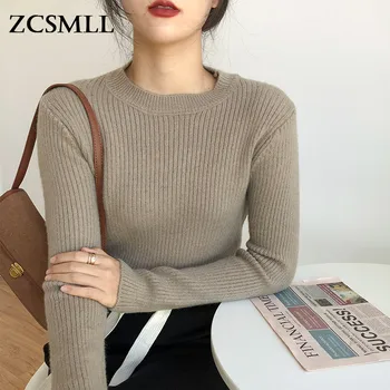 ZCSMLL yuvarlak boyun kazak Dip Gömlek Kadın Sonbahar ve kışlık kıyafet Kore Versiyonu 2022 Yeni Retro İnce Örgü Üst Kadın Moda