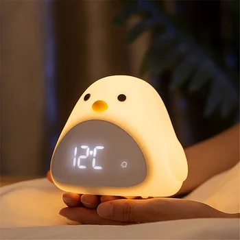 Zaman Sıcaklık Kuş Saat Sensörü LED Gece Lambası ABS Silikon Hediyeler Çocuklar İçin Dokunmatik Sensör Ses Kontrolü Ev Dekorasyon Lambası