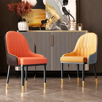 Zarif Lüks İskandinav Tarzı Sandalye Deri Metal Salon Minimalist Modern Sandalye Oturma Odası Ofis Sandalyeler Ev Mobilyaları