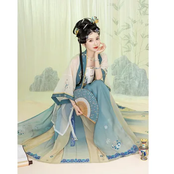 ZhongLingJi Bahar Ming Hanedanı İşlemeli Hanfu Elbise 3 ADET Takım Elbise Kadınlar İçin Vintage Prenses Festivali Kıyafet Zarif peri elbisesi