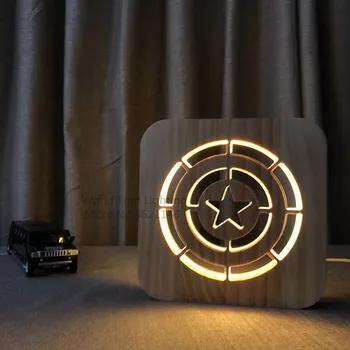 ahşap LED Gece Lambası 3D kaptan Illusion Luminaria USB lamba yaratıcı Bebek Çocuk doğum günü hediyeleri Amerika dekorasyon noel hediyesi