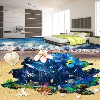 beibehang sprey kabukları ve denizyıldızı Sualtı Dünyası 3D zemin banyo mutfak koridor duvar kağıdı duvar resimleri, papel de parede