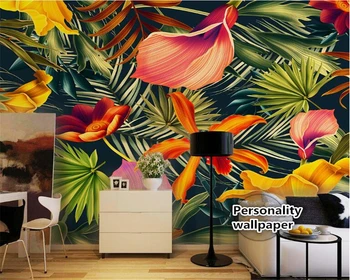 beibehang Özel duvar kağıdı el-boyalı tropikal yağmur ormanları tropikal bitkiler çiçek muz kişilik papel de parede duvar kağıdı