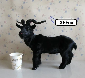 büyük yeni simülasyon koyun modeli plastik & kürk siyah keçi bebek hediye yaklaşık 38x29 cm