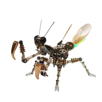 diy hassas makine 3d üç zorlu el yapımı hediye süsler boyutlu mantis metal montaj modeli oyuncak böcekler 