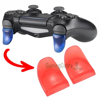 eXtremeRate 2 Pairs Kırmızı ve Mavi L2 R2 Düğmeler Tetik Uzatıcılar Oyun Geliştirme Ayarlayıcıları için PS4 Pro Slim Denetleyici