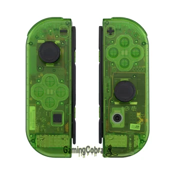 eXtremeRate Özel Şeffaf Şeffaf Yeşil Konut Kabuk Kapak için Tam Set Düğmeleri ile NS Anahtarı ve OLED JoyCon Denetleyici