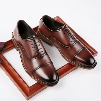 erkek casual iş ofis resmi elbise hakiki deri ayakkabı lace up oxfords ayakkabı siyah kahverengi gençlik beyefendi ayakkabı zapatos