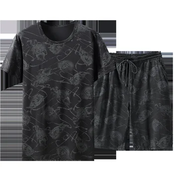 koşu homme 2023 Yaz Erkek tişört 2-adet set 10XL 11XL yağ şort elastikiyet Erkek Streetwear Tracksuit Rahat büyük Boy 