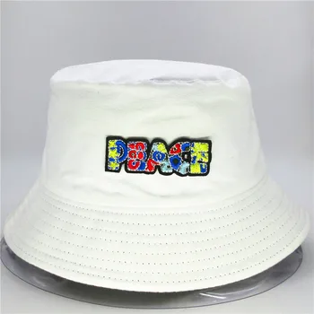 renk mektup nakış pamuk Kova Şapka Balıkçı Şapka açık seyahat şapka güneşlikli kep Şapka çocuk erkek Kadın 046