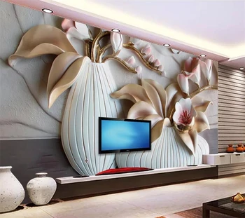 wellyu Özel duvar kağıdı 3D papel de parede Phalaenopsis kabartmalı TV arka plan duvar oturma odası dekorasyon boyama 3d duvar kağıdı