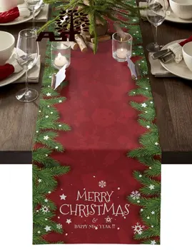 Çam Dalı Kar Tanesi Pentagram Merry Christmas Masa Koşucu Düğün İçin Parti Ev Noel Dekorasyon Masa Örtüsü Masa Örtüsü
