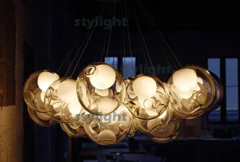 Çapı 10 cm, 9 kafaları lamba cam küre kolye ışıkları modern lamba avize renkli cam küre