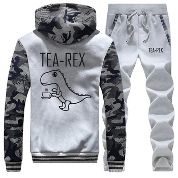 Çay Rex Erkek Polar Tişörtü Komik Şaka Pun Jurassic Dinozor İçecek Kahve Yenilik Hoodies pantolon Setleri Erkekler Casual Streetwear