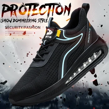 Çelik Burunlu Ayakkabı Erkekler için İş Kadın Hafif hava yastığı Sneakers Kayma Dayanıklı iş güvenliği botları Yıkılmaz Ayakkabı