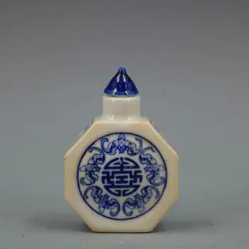 Çin Mavi ve Beyaz Porselen Uzun Ömürlü Desen Enfiye Şişesi Retro Küçük Süsler