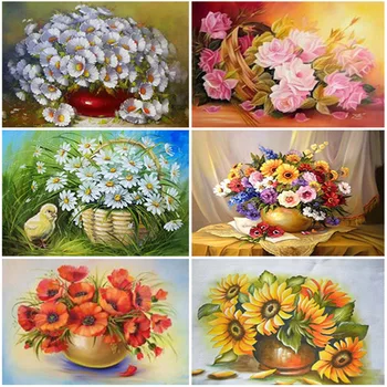 Çiçek DİY 5D Elmas Boyama Tam Kare Matkap Mozaik Doğal Elmas Nakış Çapraz dikiş kitleri Reçine Duvar Sanatı Ev Dekor
