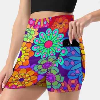 Çiçek Gücü Retro Tarzı Hippi Çiçekler Etekler Kadın Moda 2022 Pantolon Etek Mini Etekler Ofis Kısa Etek Hippi Çiçek Vektör