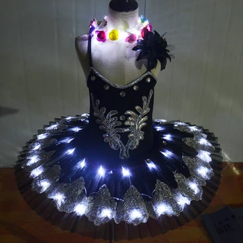 Çocuk Bale Dans Kostümleri Yetişkin Kadın Kuğu Gölü Tutu Gözleme Elbise led ışık Tulum İlköğretim Okulu Sahne Kostümleri H650