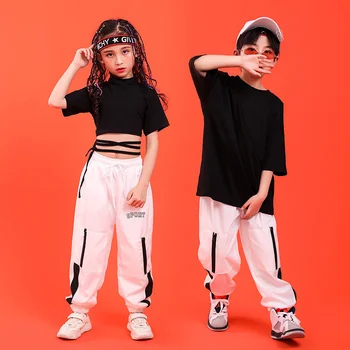 Çocuk Hip Hop Dans Takım Elbise erkek Hip Hop Performans Giyim kadın Caz Dans Performansı Giyim çocuk Düz Renk