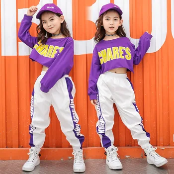 Çocuk Hip Hop Kostüm Gevşek Kızlar Balo Salonu Giyim Caz Giyim Çocuklar için Dans Elbise Sahne Kostüm Dans Streetwear
