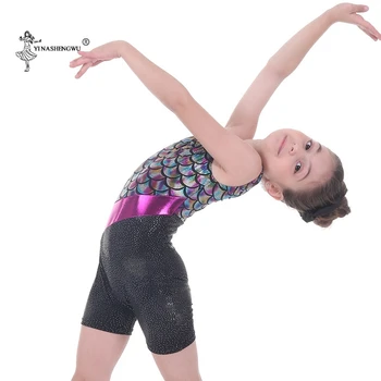 Çocuk Jimnastik Spor Kolsuz Jimnastik Uygulama Elbise Renk Eşleştirme egzersiz kıyafetleri Dans Performansı Giyim
