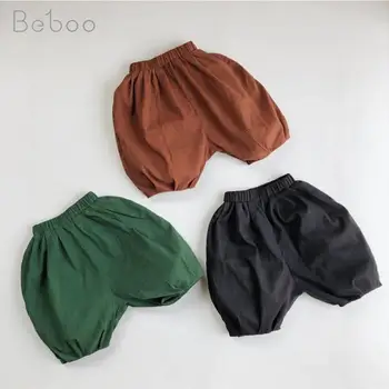 Çocuk giyim Erkek Fener Pantolon 2023 Yaz Yeni Düz Renk Saf Pamuk Moda Kore Tarzı Şort 1-6years Eski Erkek