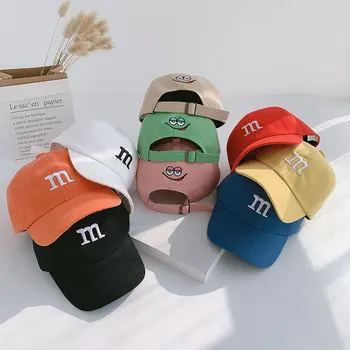 Çocuk şapkaları Bahar Yeni M Mektup Nakış Beyzbol Kapaklar Erkek Ve Kız Hip Hop Açık Güneşlik Kapaklar Bebek Şapkaları